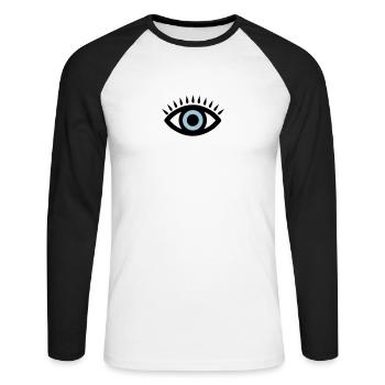 oeil yeux icone vigilant surveille 2002 - T-shirt baseball manches longues Homme - blanc/noir - Devant - Nik (191cm)