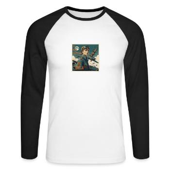 Too Much Perspective........Amelia - Unisex Long Sleeve Baseball T-Shirt - white/black - Front - Nik (191cm)