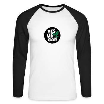 Yes Vegan / Yes ve gan (3c) - Unisex Long Sleeve Baseball T-Shirt - white/black - Front - Nik (191cm)