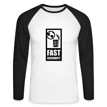 fast geschafft - Unisex Baseballshirt langarm - Weiß/Schwarz - Vorne - Nik (191cm)