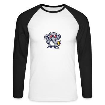 Elephant après-ski beer - Unisex Long Sleeve Baseball T-Shirt - white/black - Front - Nik (191cm)