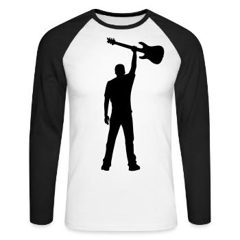 guitar power - T-shirt baseball manches longues Homme - blanc/noir - Devant - Nik (191cm)