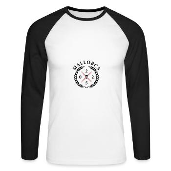 Mallorca 2025 - Unisex Long Sleeve Baseball T-Shirt - white/black - Front - Nik (191cm)