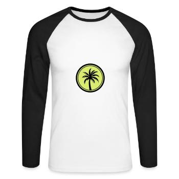 Icône de vacances de palmier - T-shirt baseball manches longues Homme - blanc/noir - Devant - Nik (191cm)