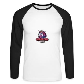 Licorne de Barcelone 2025 - T-shirt baseball manches longues Homme - blanc/noir - Devant - Nik (191cm)