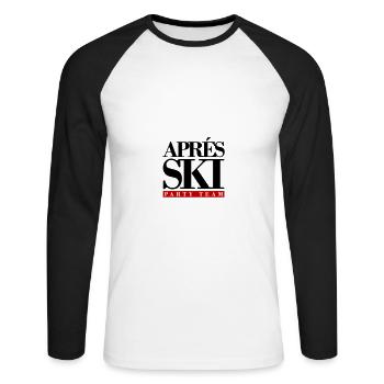 Après Ski Party Team - Unisex Long Sleeve Baseball T-Shirt - white/black - Front - Nik (191cm)