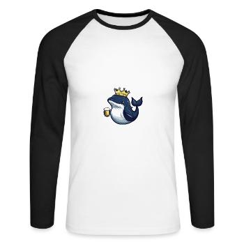 Bière de baleine drôle - T-shirt baseball manches longues Homme - blanc/noir - Devant - Nik (191cm)