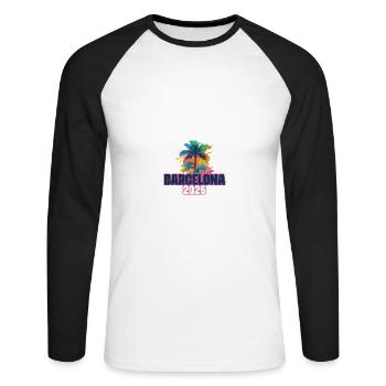 Barcelona 2025 Holiday Palms - Unisex Long Sleeve Baseball T-Shirt - white/black - Front - Nik (191cm)