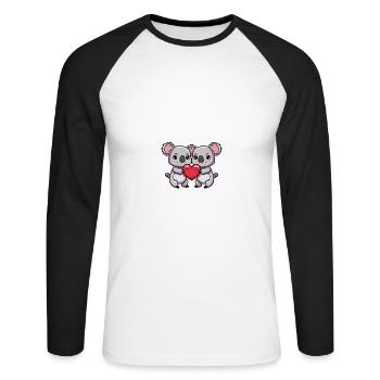 Koala Couple Saint-Valentin - T-shirt baseball manches longues Homme - blanc/noir - Devant - Nik (191cm)