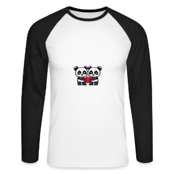 Panda Couple Saint-Valentin - T-shirt baseball manches longues Homme - blanc/noir - Devant - Nik (191cm)