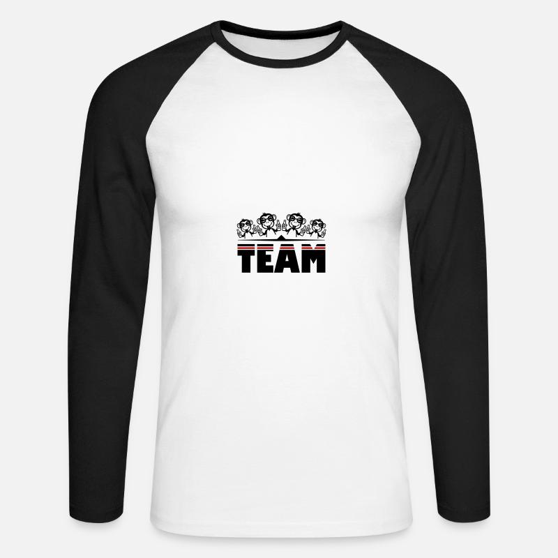 Affe Bier Team Drinking - Unisex Baseballshirt langarm - Weiß/Schwarz