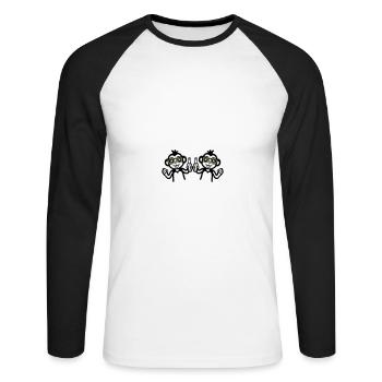 Monkeys buvant de la bière d’équipe - T-shirt baseball manches longues Homme - blanc/noir - Devant - Nik (191cm)