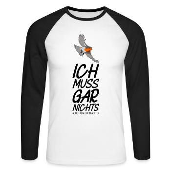 Vogelbeobachtung Vögel Beobachten Birding Vogel - Unisex Baseballshirt langarm - Weiß/Schwarz - Vorne - Nik (191cm)