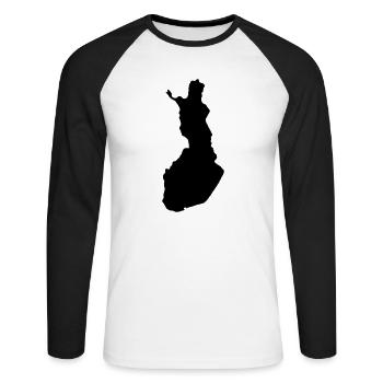 Finnland - Unisex Baseballshirt langarm - Weiß/Schwarz - Vorne - Nik (191cm)
