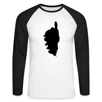Korsischen Karte corsican1 Land - Unisex Baseballshirt langarm - Weiß/Schwarz - Vorne - Nik (191cm)