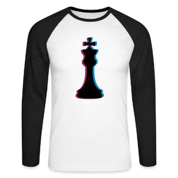 3D Effekt Schach - Unisex Baseballshirt langarm - Weiß/Schwarz - Vorne - Nik (191cm)