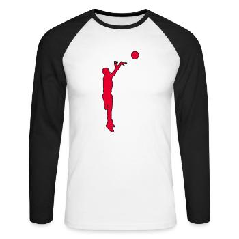 Basket-ball - T-shirt baseball manches longues Homme - blanc/noir - Devant - Nik (191cm)