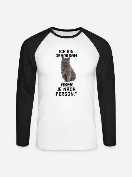 Lustiger katze mit Spruch - Unisex Baseballshirt langarm - Weiß/Schwarz
