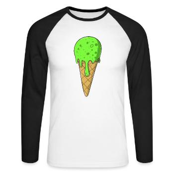Crème glacée | Glace verte Crème glacée | Glaces - T-shirt baseball manches longues Homme - blanc/noir - Devant - Nik (191cm)