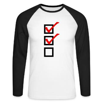Checkliste - Unisex Baseballshirt langarm - Weiß/Schwarz - Vorne - Nik (191cm)