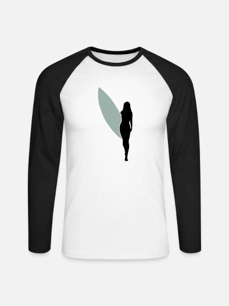 surfgirlshape1 - Unisex Baseballshirt langarm - Weiß/Schwarz