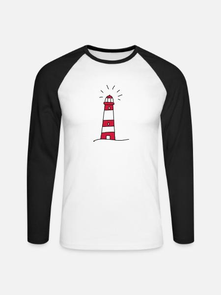 lighthouse - Unisex Long Sleeve Baseball T-Shirt - white/black