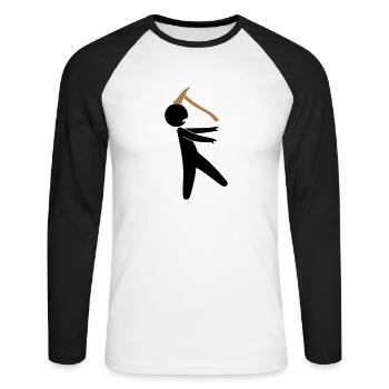 A zombie with an ax in the head - Unisex Long Sleeve Baseball T-Shirt - white/black - Front - Nik (191cm)