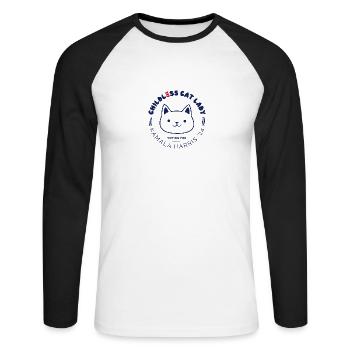 Childless Cat Lady Social Club Outfit - Unisex Long Sleeve Baseball T-Shirt - white/black - Front - Nik (191cm)