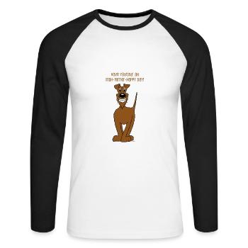 Irischer Terrier Smile - Unisex Baseballshirt langarm - Weiß/Schwarz - Vorne - Nik (191cm)