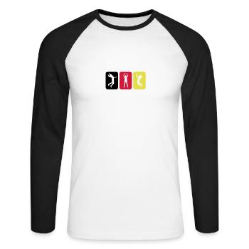 Volleyball Piktogramm Germany - Unisex Baseballshirt langarm - Weiß/Schwarz - Vorne - Nik (191cm)