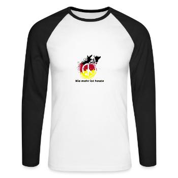 Peace, Deutschland, Friede, tauben, Flagge - Unisex Baseballshirt langarm - Weiß/Schwarz - Vorne - Nik (191cm)