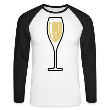 Glass Of Sparkling Wine (Oval / Closed / 2C) - Unisex Long Sleeve Baseball T-Shirt - white/black - Front - Nik (191cm)