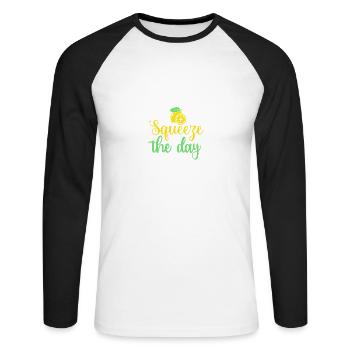Lemonade Squeeze Day Summer Lovers Jus de citron - T-shirt baseball manches longues Homme - blanc/noir - Devant - Nik (191cm)