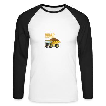 Bauwagen 4. Bday Boy 4 Vierjähriger - Unisex Baseballshirt langarm - Weiß/Schwarz - Vorne - Nik (191cm)