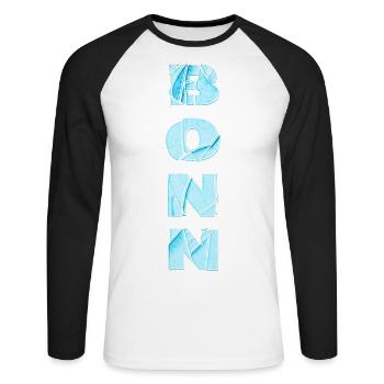 Bonn Deutschland Stadt Schrift Skyline Heimat - Unisex Baseballshirt langarm - Weiß/Schwarz - Vorne - Nik (191cm)