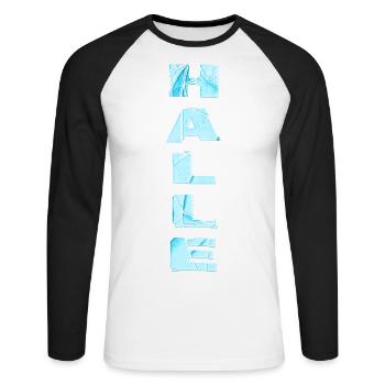 Hall Germany City Font Skyline Home - Unisex Long Sleeve Baseball T-Shirt - white/black - Front - Nik (191cm)