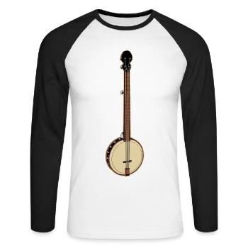 Banjo Bluegrass - T-shirt baseball manches longues Homme - blanc/noir - Devant - Nik (191cm)