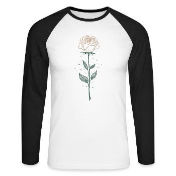 Illustration de rose élégante - T-shirt baseball manches longues Homme - blanc/noir - Devant - Nik (191cm)