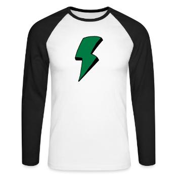 Flash - Unisex Baseballshirt langarm - Weiß/Schwarz - Vorne - Nik (191cm)