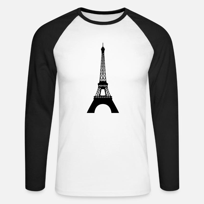 Eiffelturm - Unisex Baseballshirt langarm - Weiß/Schwarz
