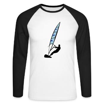 Windsurfing - Unisex Baseballshirt langarm - Weiß/Schwarz - Vorne - Nik (191cm)