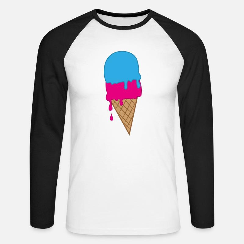ice creme - Unisex Baseballshirt langarm - Weiß/Schwarz