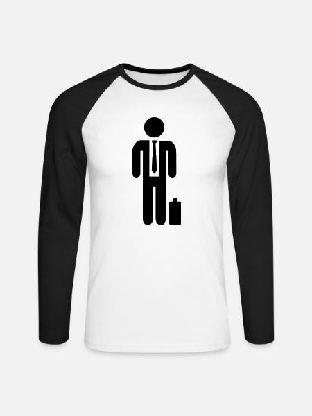 Business - Unisex Baseballshirt langarm - Weiß/Schwarz