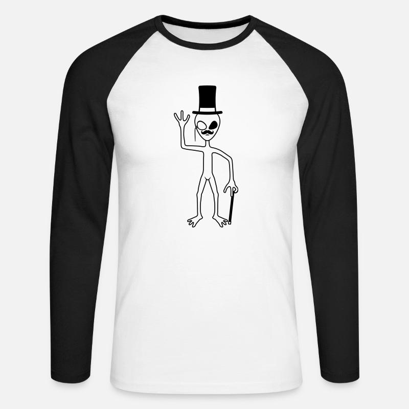 Mr. Alien waves friendly - Unisex Long Sleeve Baseball T-Shirt - white/black