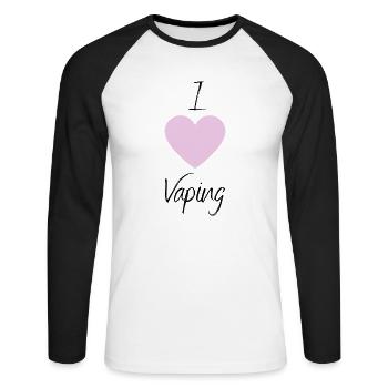 I Love Vaping - Dampfen - Sprüche - Unisex Baseballshirt langarm - Weiß/Schwarz - Vorne - Nik (191cm)