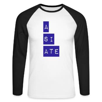 A SI ATE. Wonderful NEW Design by Maximum Design!! - Unisex Long Sleeve Baseball T-Shirt - white/black - Front - Nik (191cm)