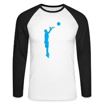 Basket-ball - T-shirt baseball manches longues Homme - blanc/noir - Devant - Nik (191cm)
