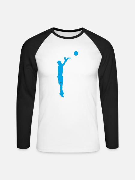 Basketballspieler - Unisex Baseballshirt langarm - Weiß/Schwarz