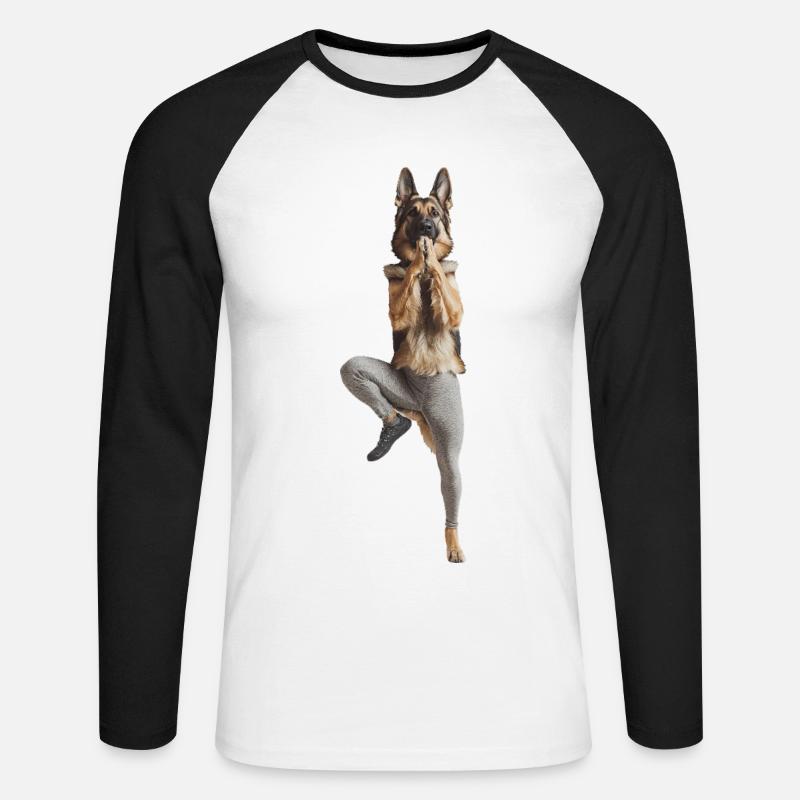 Deutscher Schäferhund - Unisex Baseballshirt langarm - Weiß/Schwarz