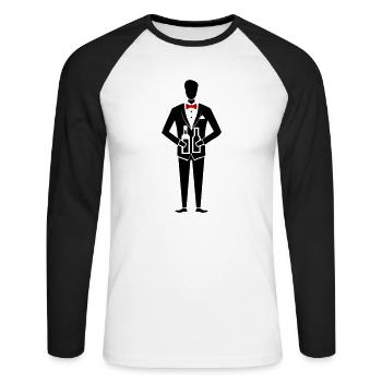 Enterrement de vie de garçon Marié Enterrement de vie de garçon - T-shirt baseball manches longues Homme - blanc/noir - Devant - Nik (191cm)